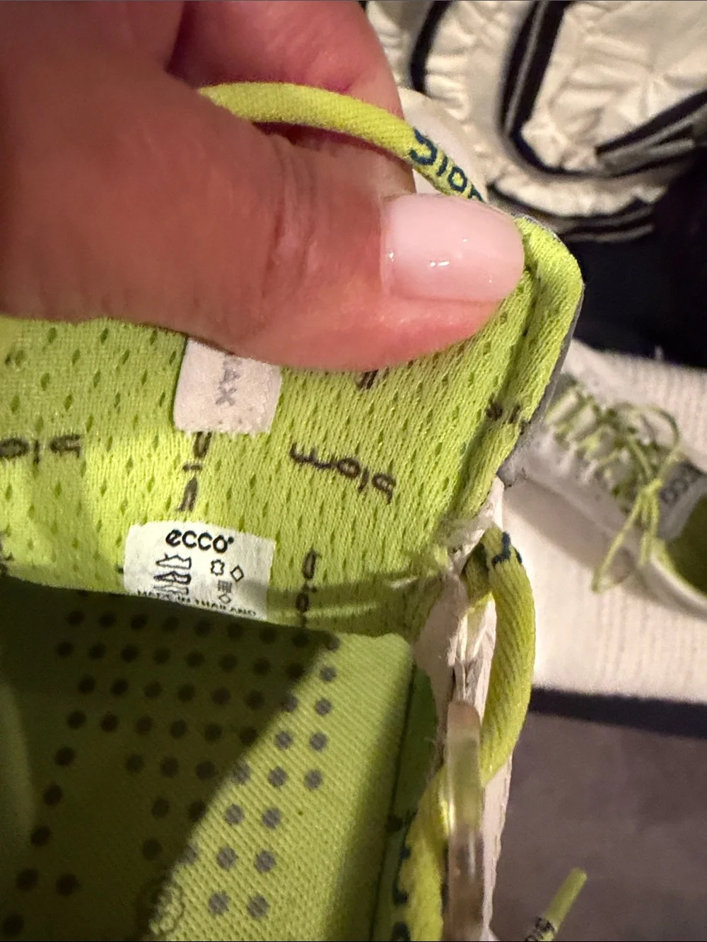ECCO Women's White Biom Golf shoes with Lime Accents